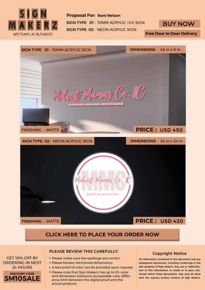 Business signage for Roni Nelson