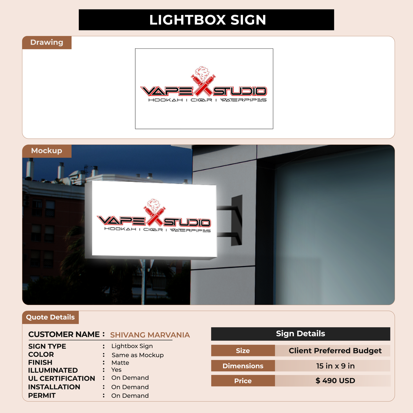 Custom Signs For SHIVANG MARVANIA