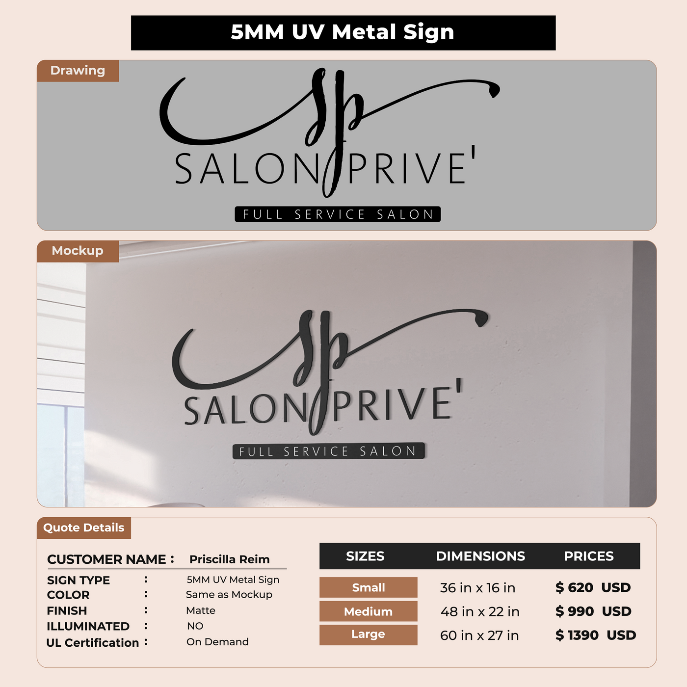 Custom Signs For Priscilla Reim