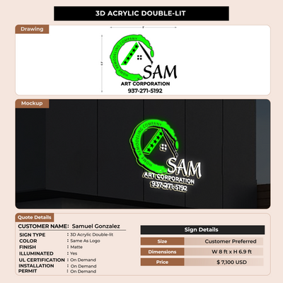 3D Acrylic Double-lit for Samuel Gonzalez