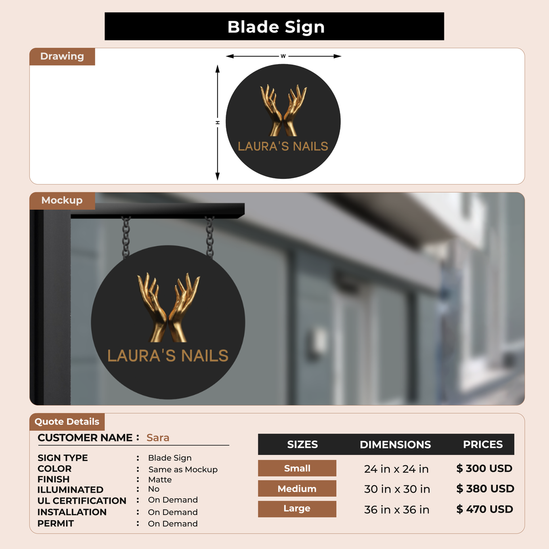2d Blade sign for Sara