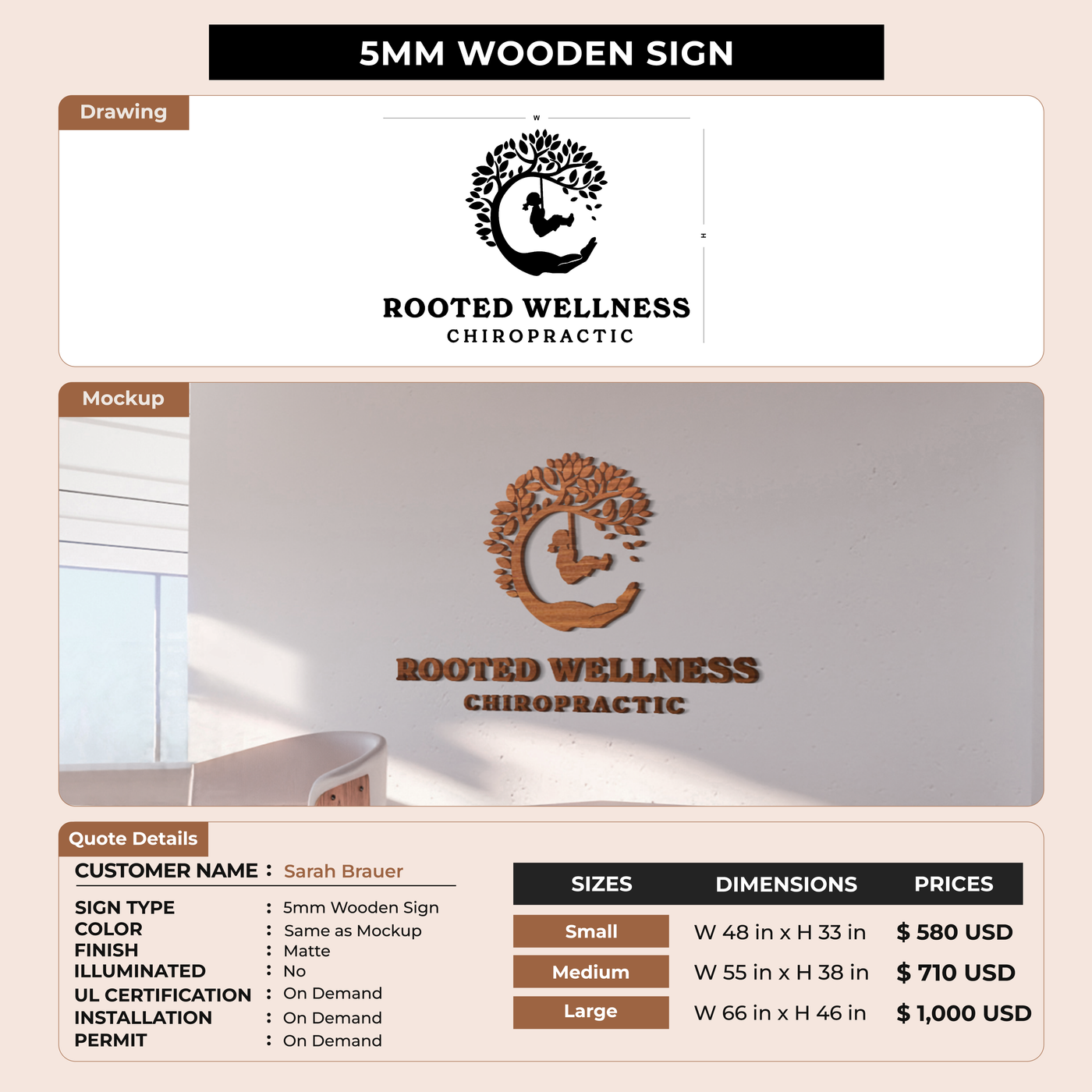 5mm Wooden Sign for Sarah Brauer