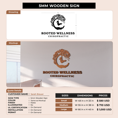 5mm Wooden Sign for Sarah Brauer