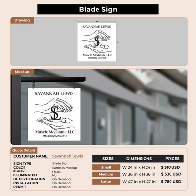 2D Blade Sign for Savannah Lewis