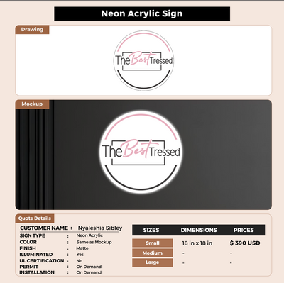 Business signage for Nyaleshia Sibley