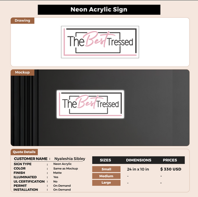 Business signage for Nyaleshia Sibley