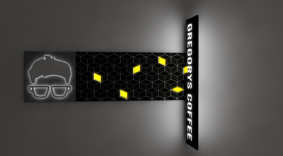 3D metal backlit with backboard, front lit channel letters with backboard for Gregory Zamfotis