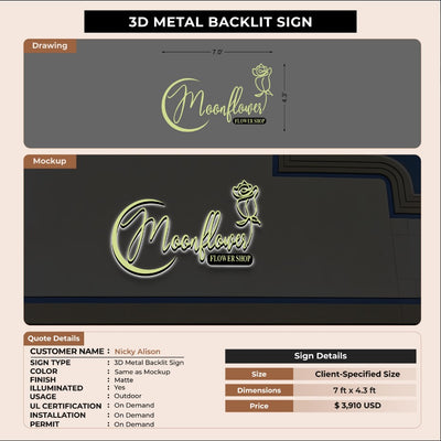 3D Metal Backlit Sign For Nicky Alison
