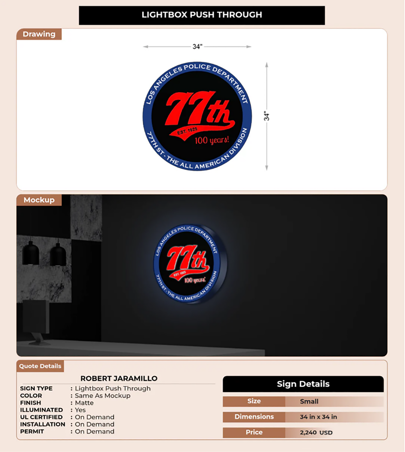 CUSTOM MOCKUP SIGN FOR Robert Jaramillo