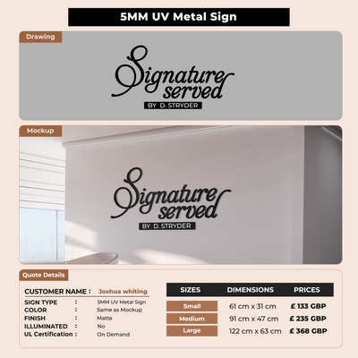 Custom Signs For Joshua whiting
