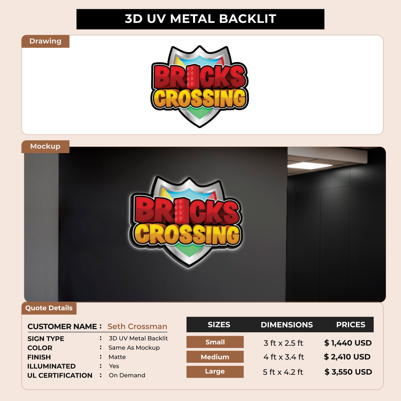 Custom Signs for Seth Crossman