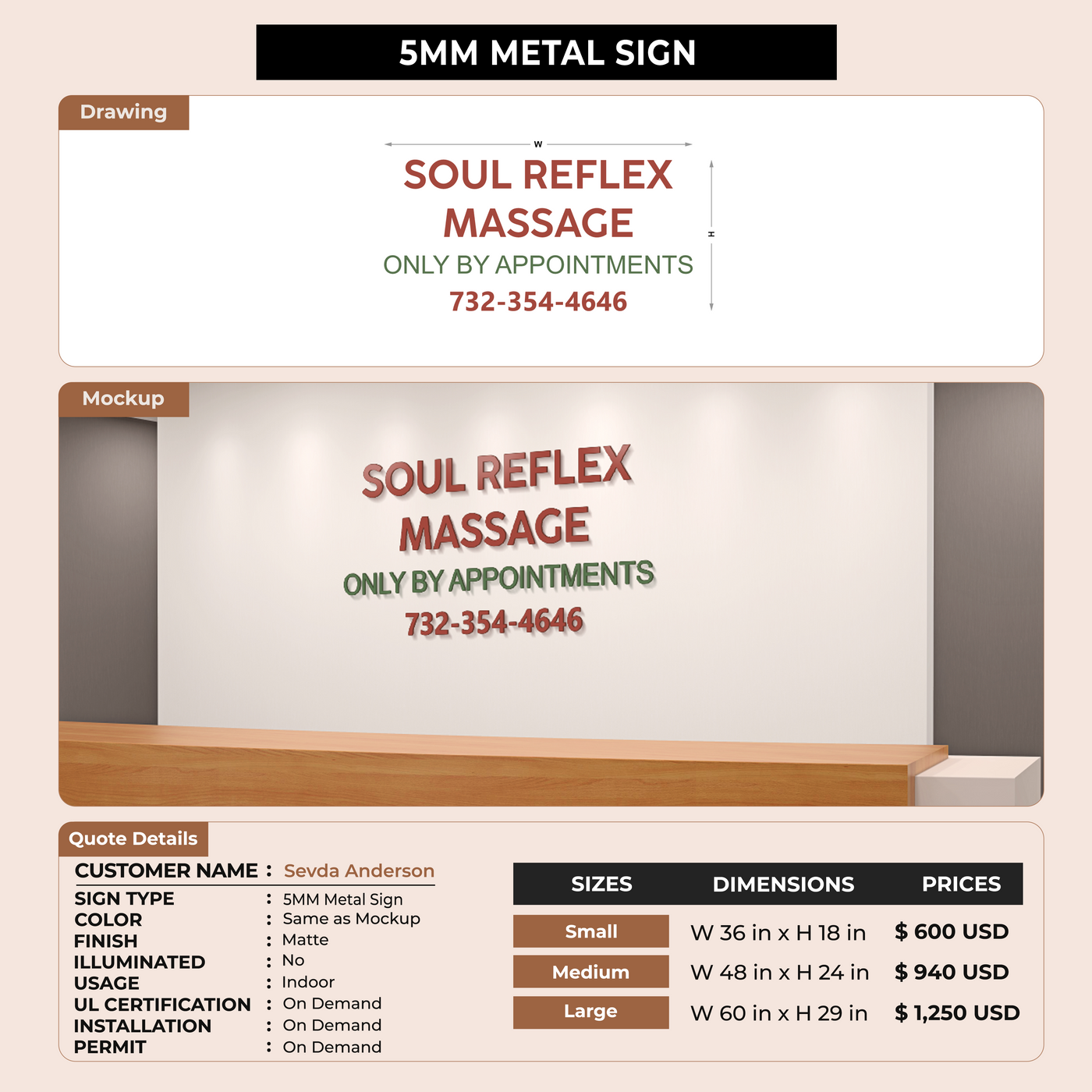 5mm Metal Sign for Sevda Anderson