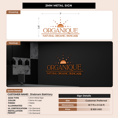 2mm Metal Sign for Shabnam Bakhtary