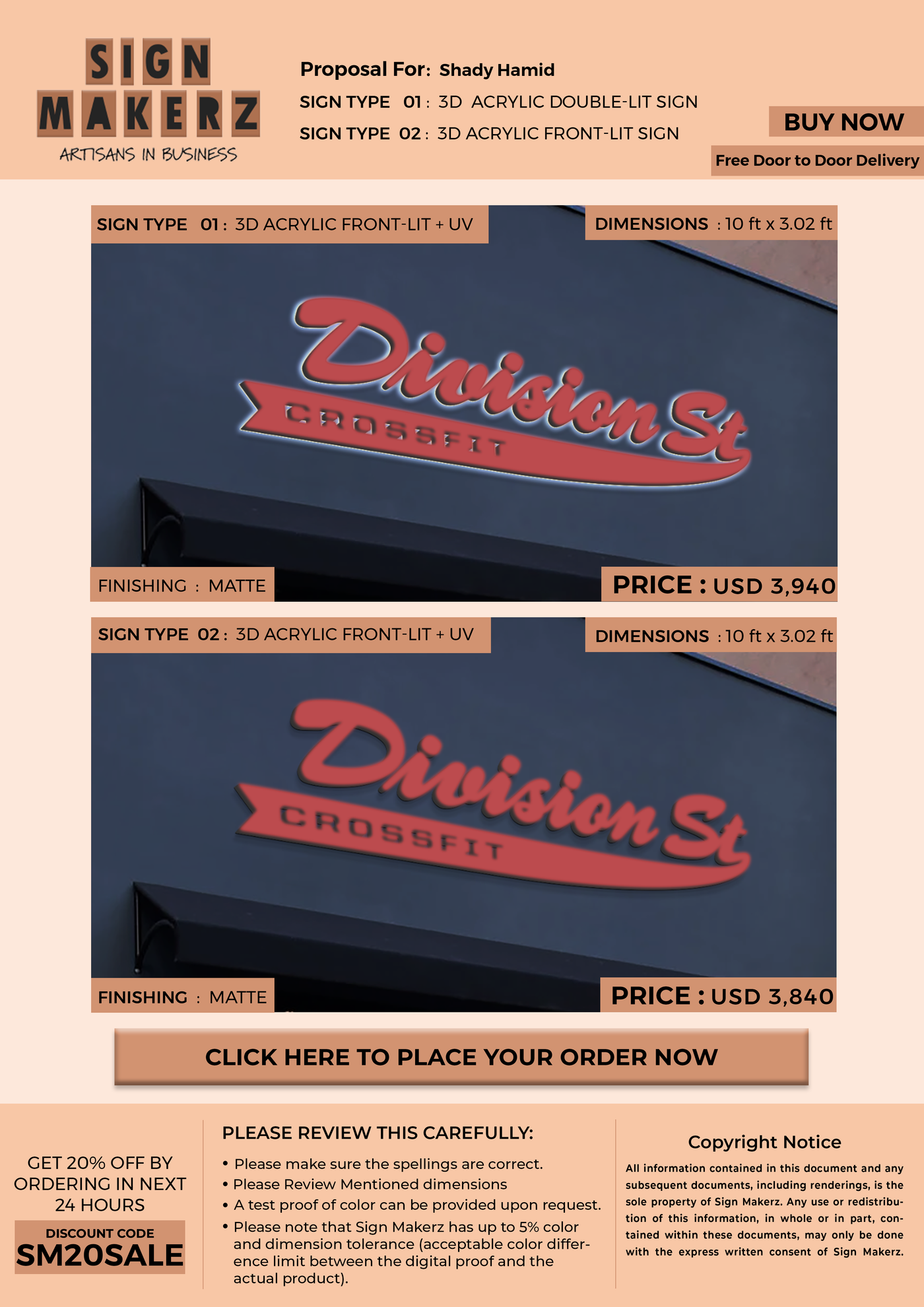 Business signage for Shady Hamid