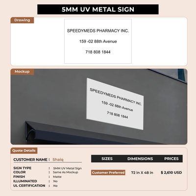 Business signage for Shaiq