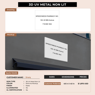 Business signage for Shaiq