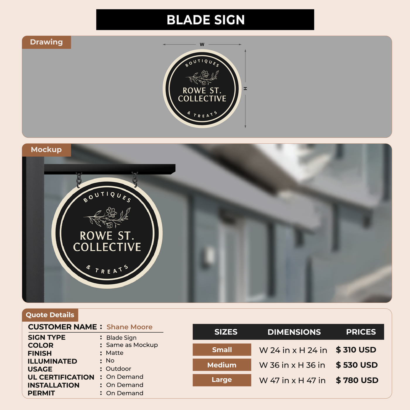 2D Blade Sign for Shane Moore