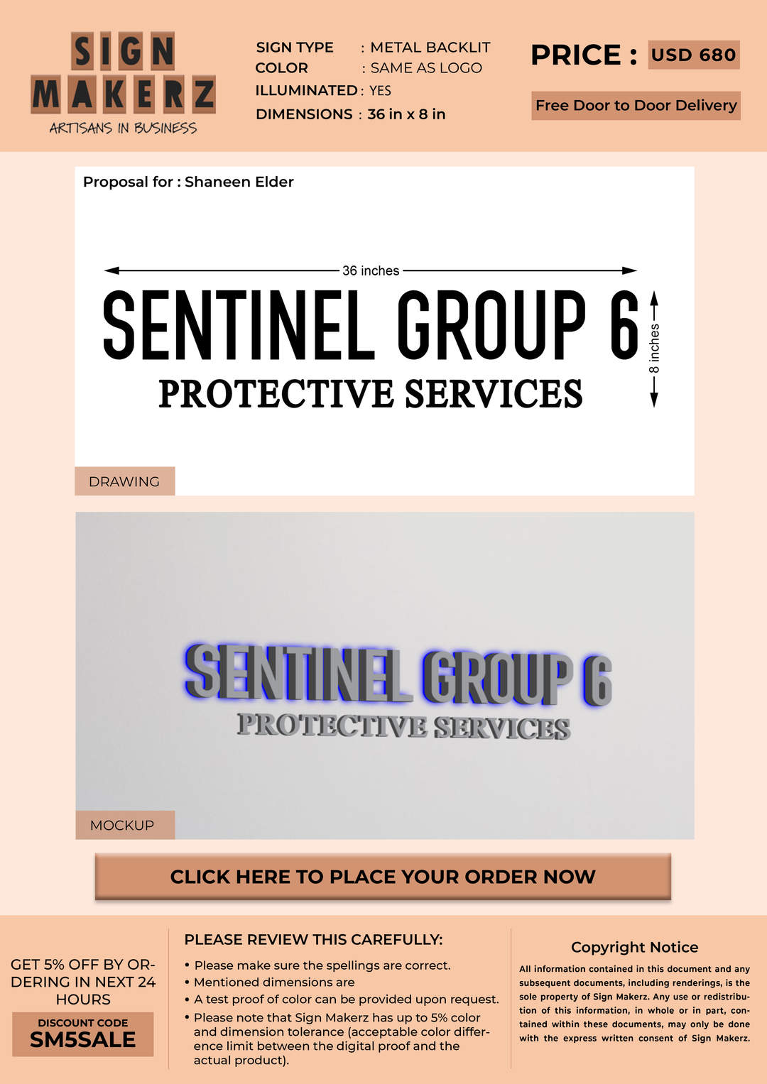 3D Metal Signages for Shaneen Elder