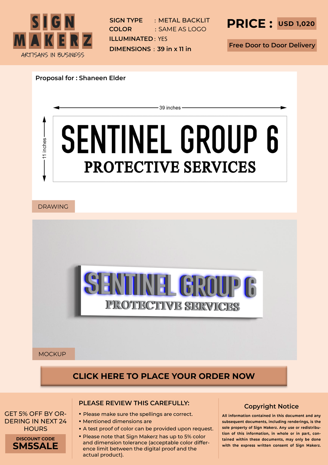 3D Metal Signages for Shaneen Elder