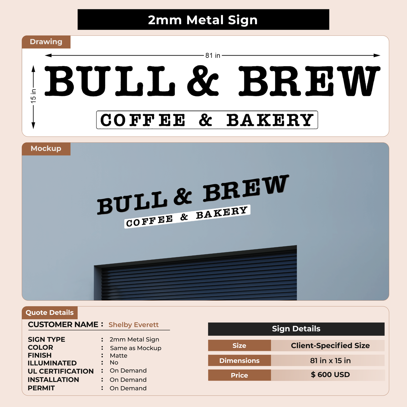 2mm Metal Sign For Shelby Everett