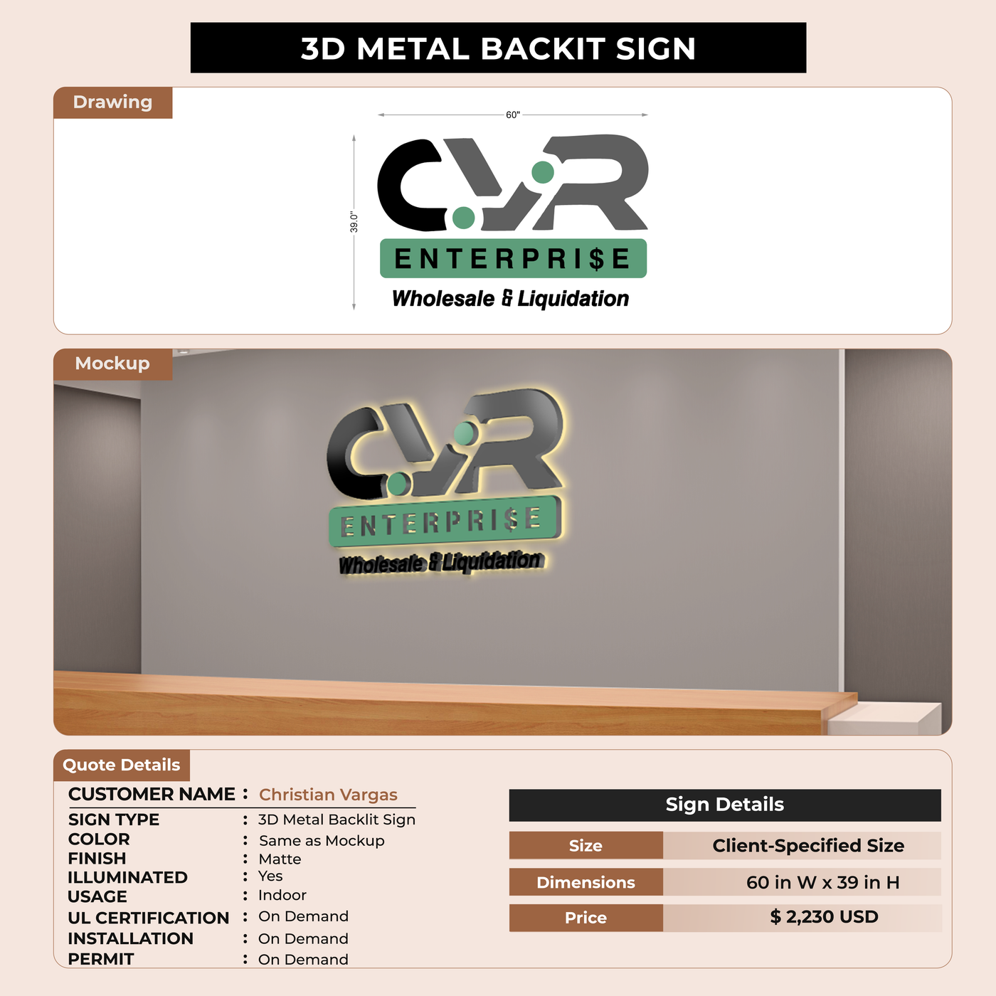Custom Signs For Christian Vargas
