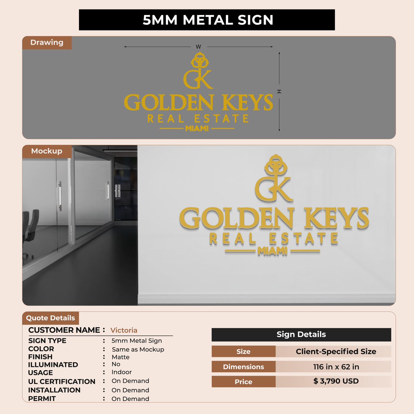 5mm metal sign for Victoria