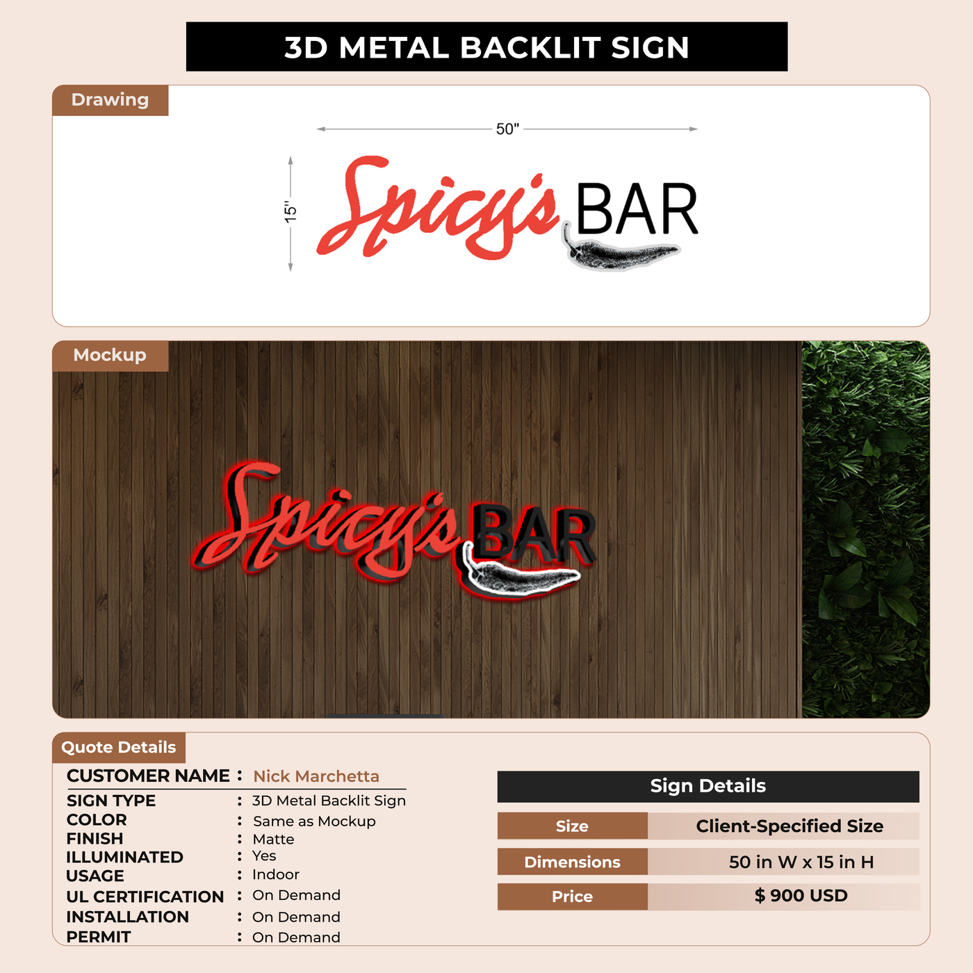 3D Acrylic Frontlit for Nick Marchetta