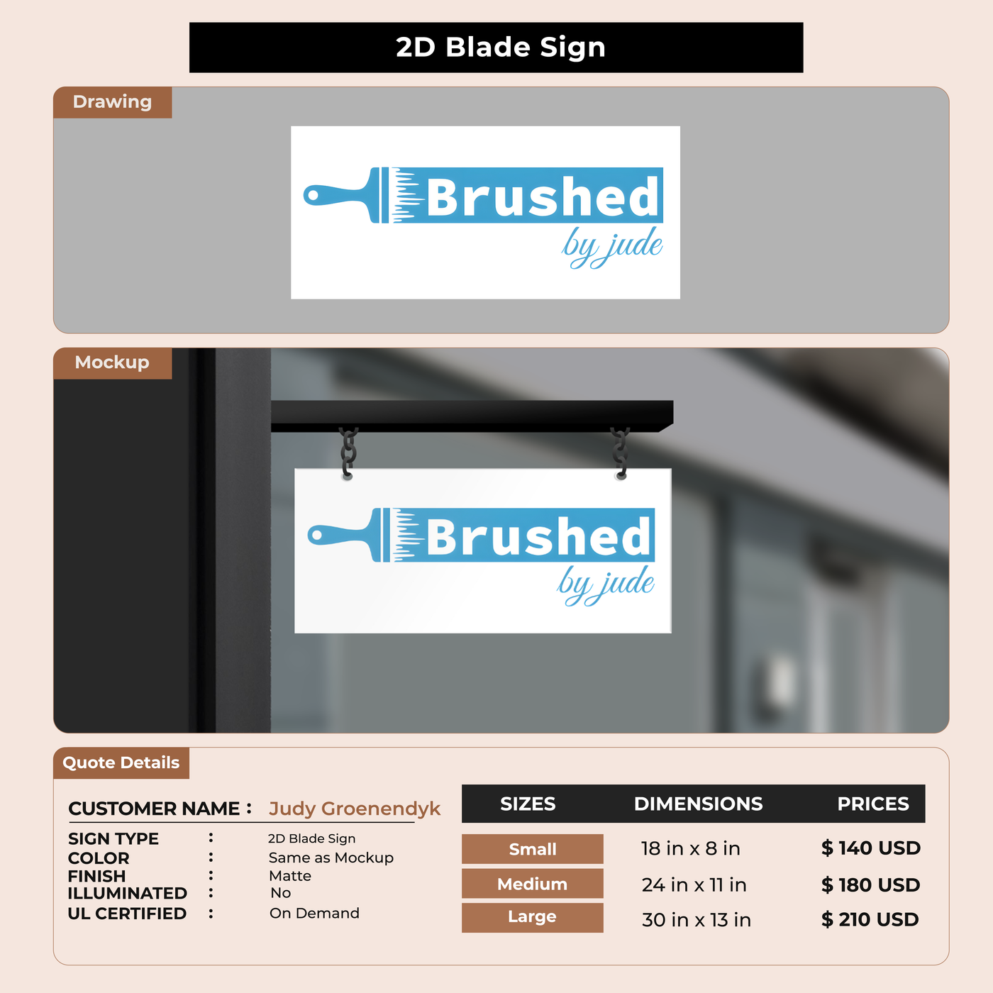 2D Blade Sign for Judy Groenendyk