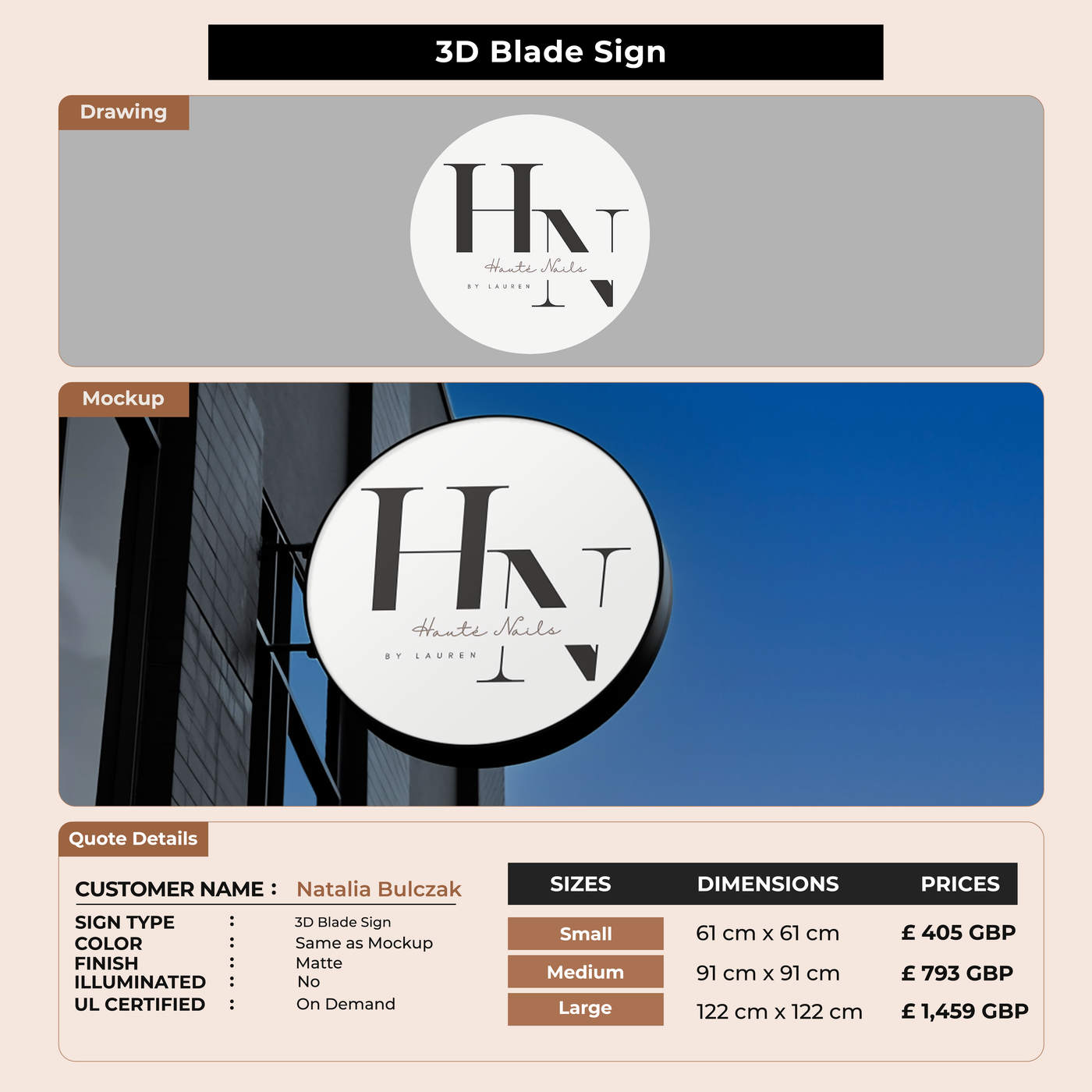 3D Blade Sign for Natalia Bulczak