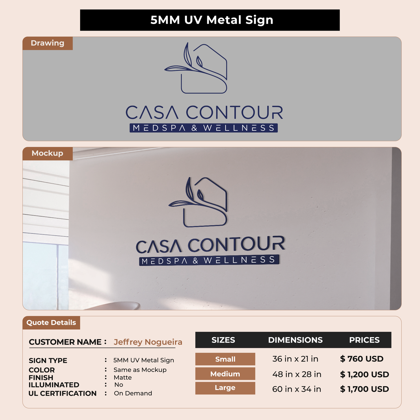 5MM UV Metal Sign For Jeffrey Nogueira
