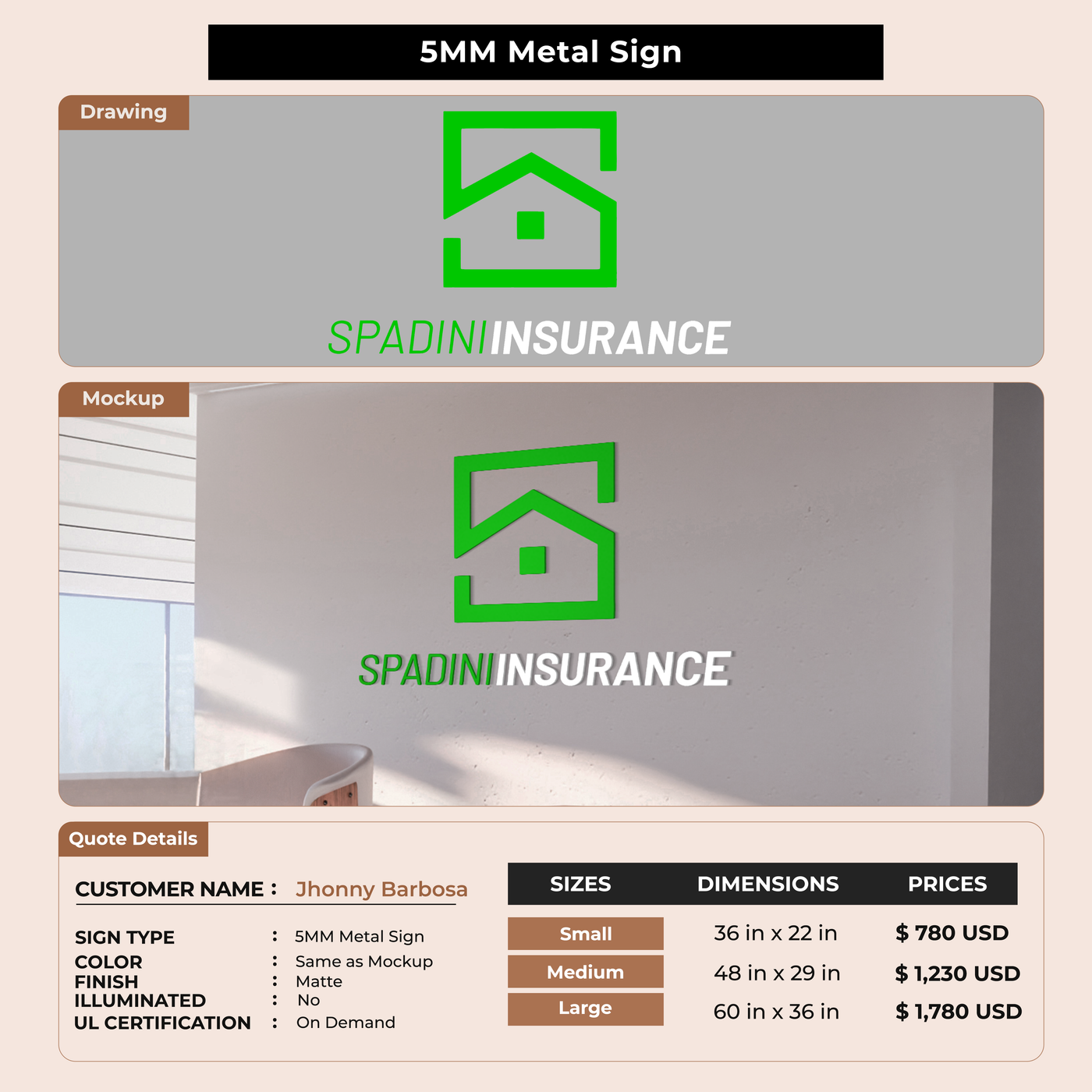5MM Metal Sign For Jhonny Barbosa