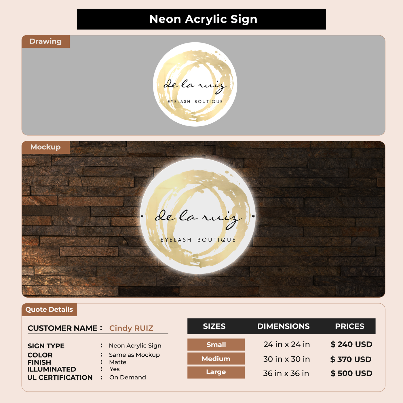 Custom Signs For Cindy RUIZ