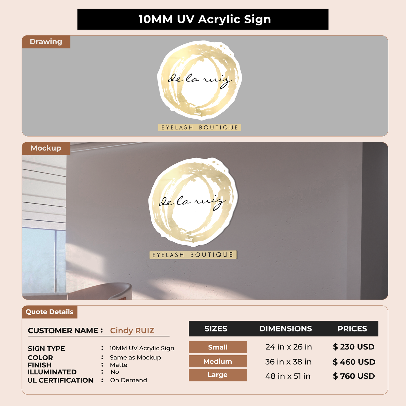 Custom Signs For Cindy RUIZ