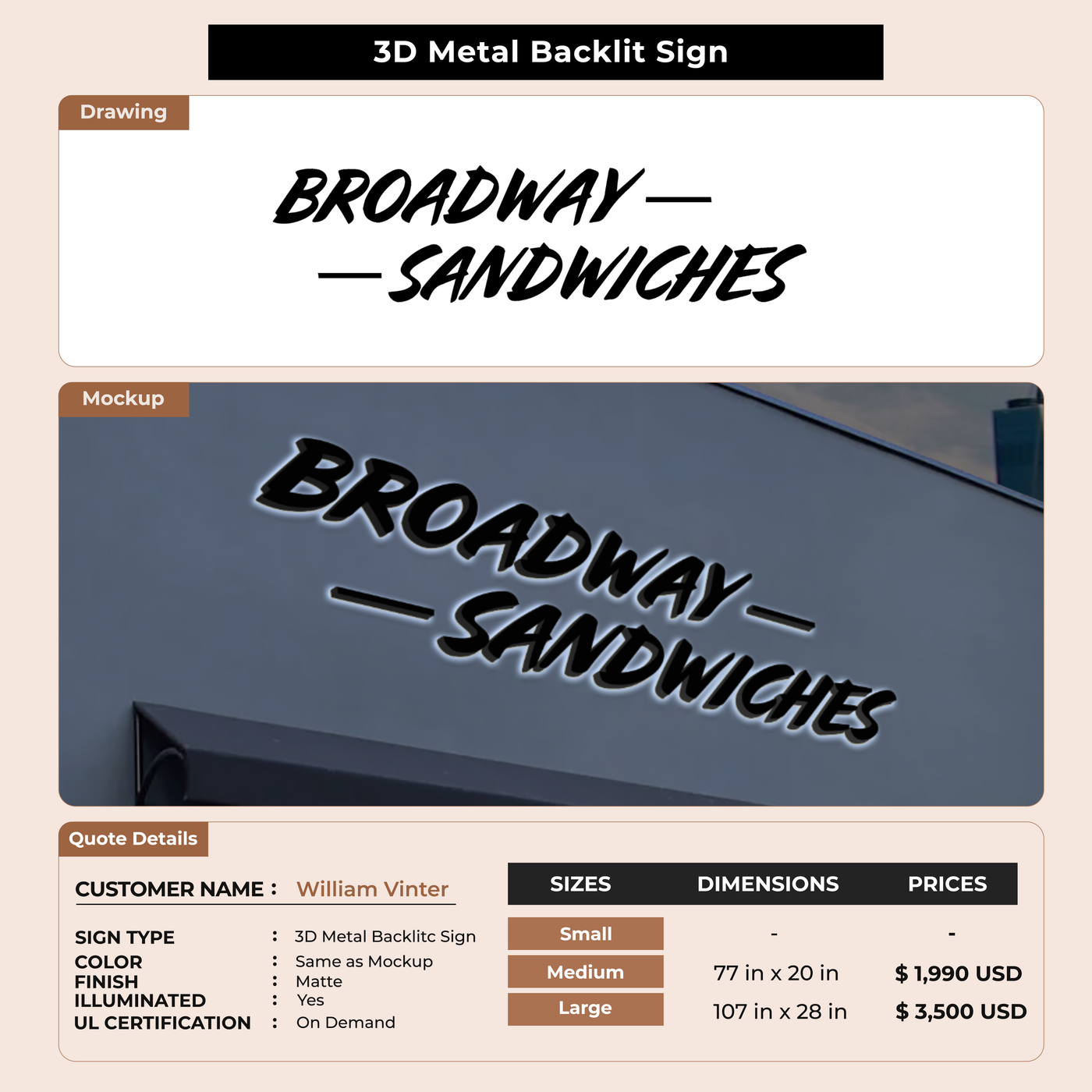 Custom Signs For William Vinter