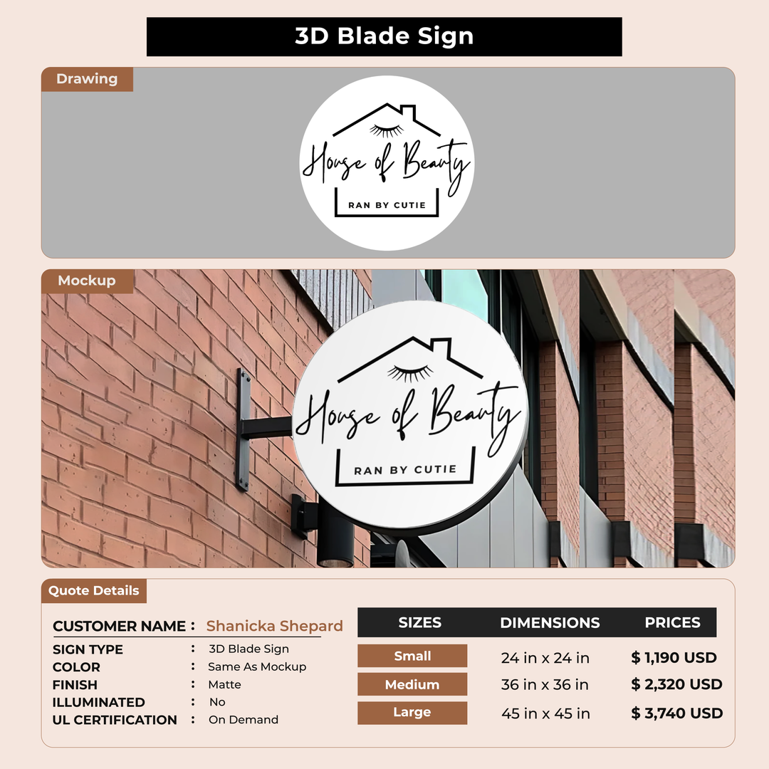3D Blade Sign For Shanicka Shepard