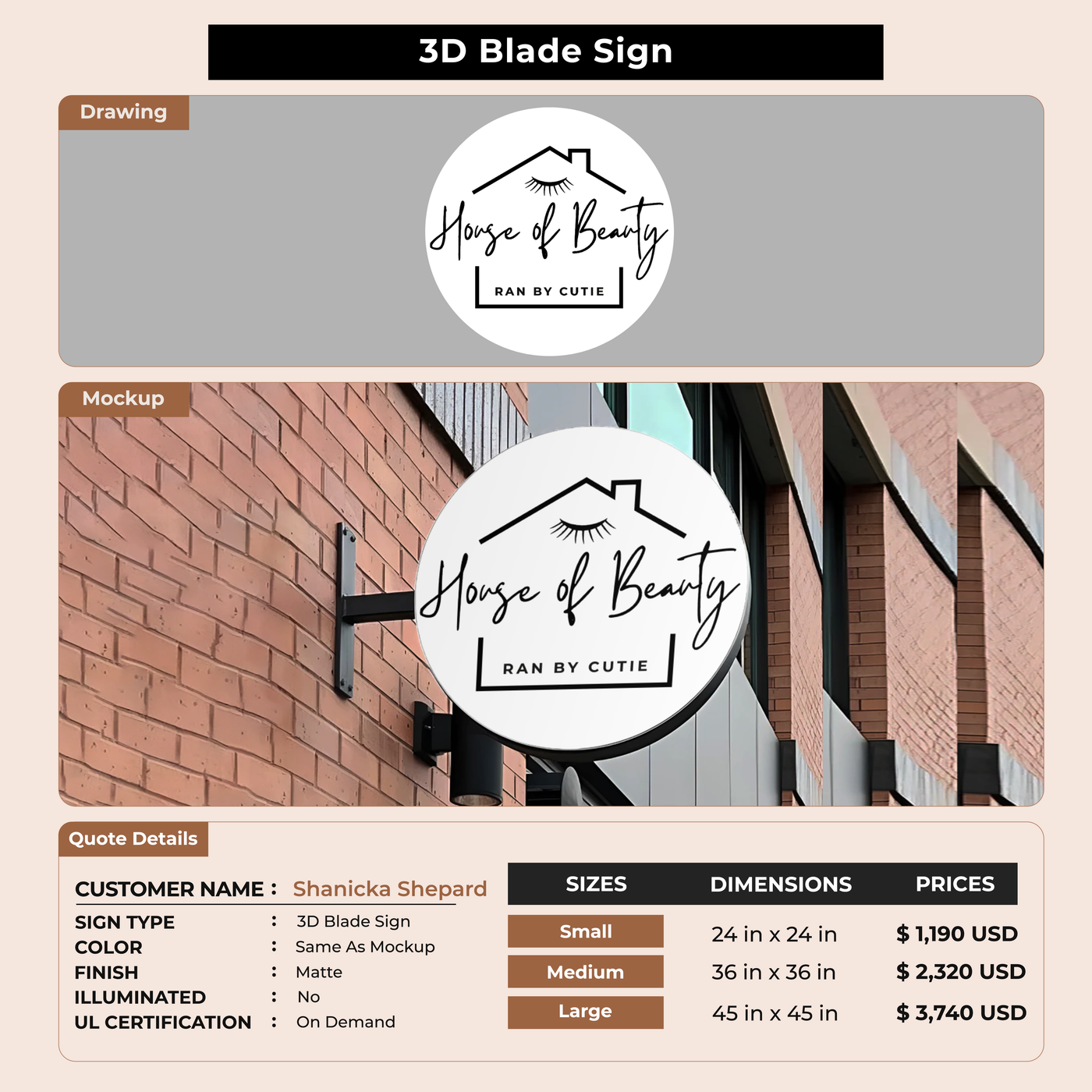 3D Blade Sign For Shanicka Shepard
