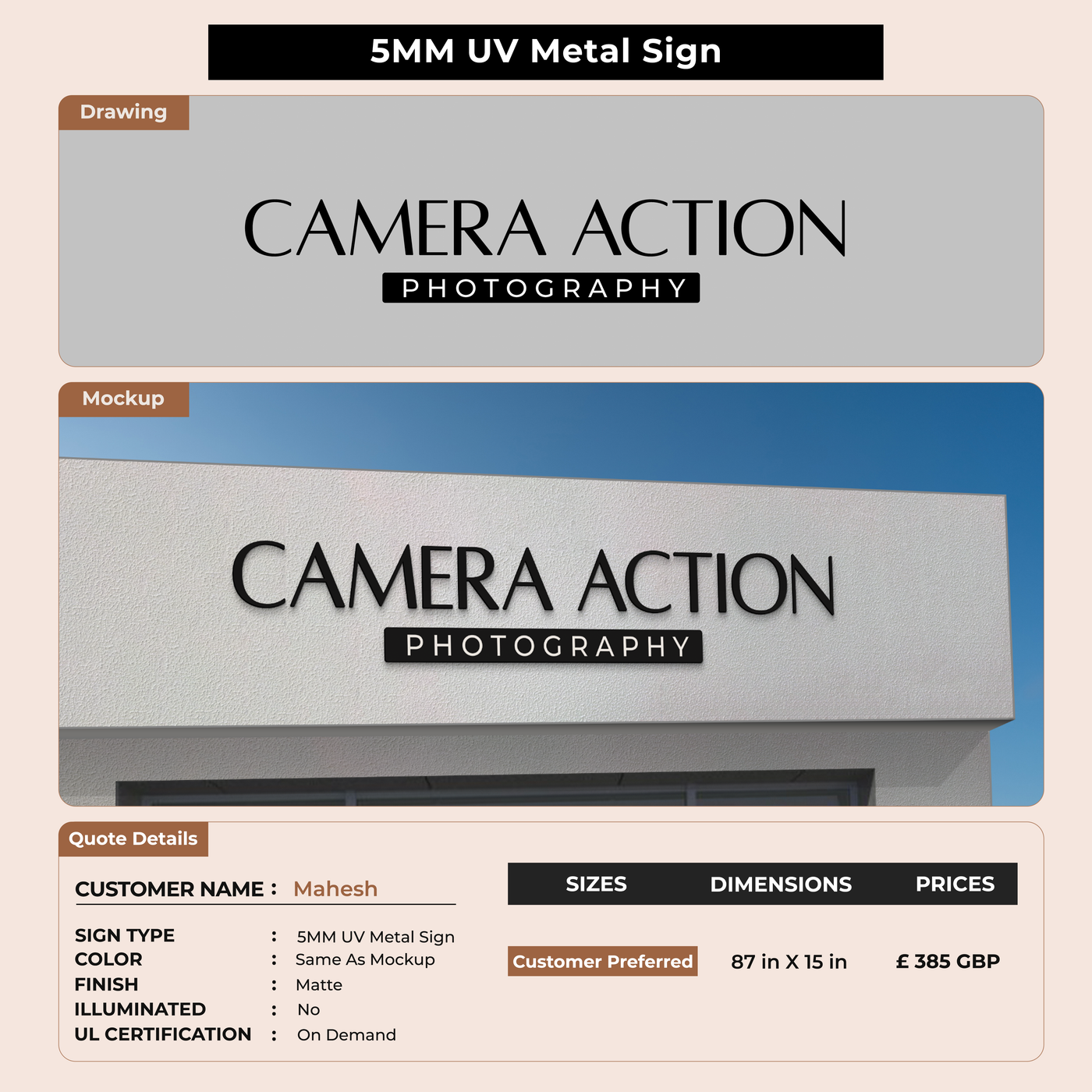 5MM Metal Sign For Amy