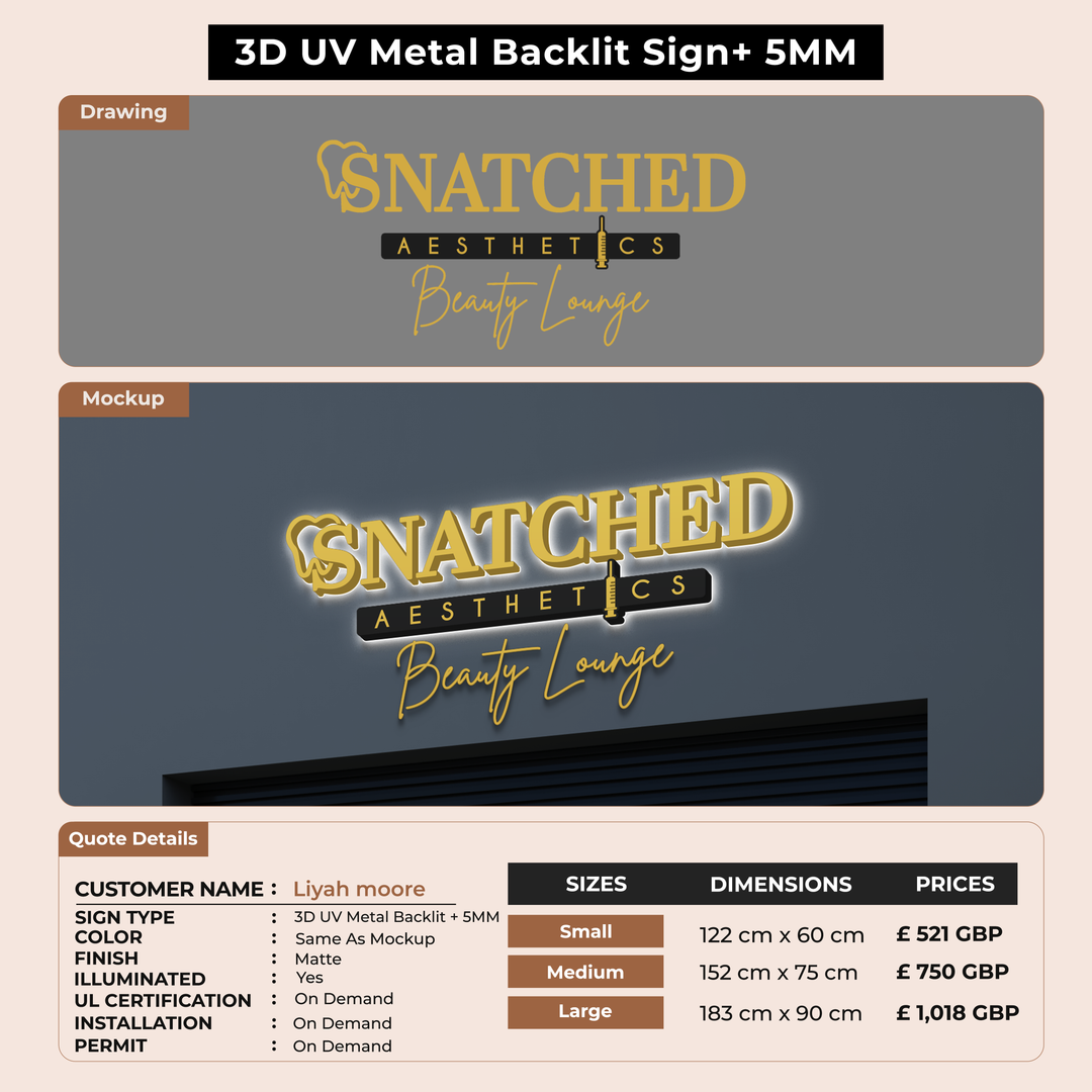 3d metal backlit for Liyah moore