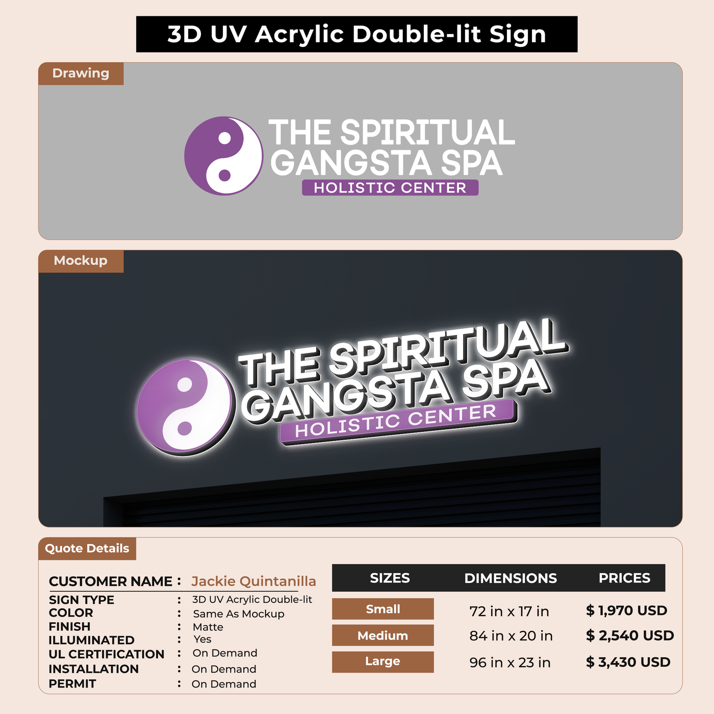 3d UV acrylic doublelit for Jackie Quintanilla