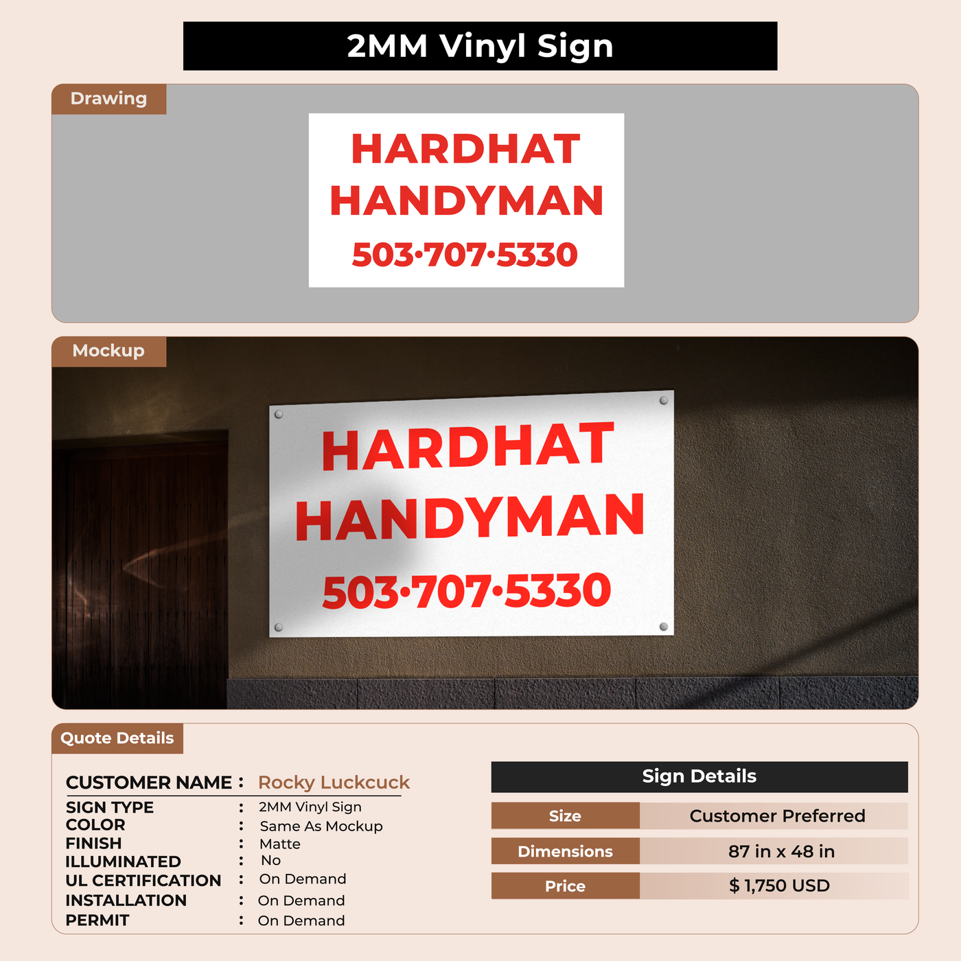 2mm Vinyl Sign for Rocky Luckcuck