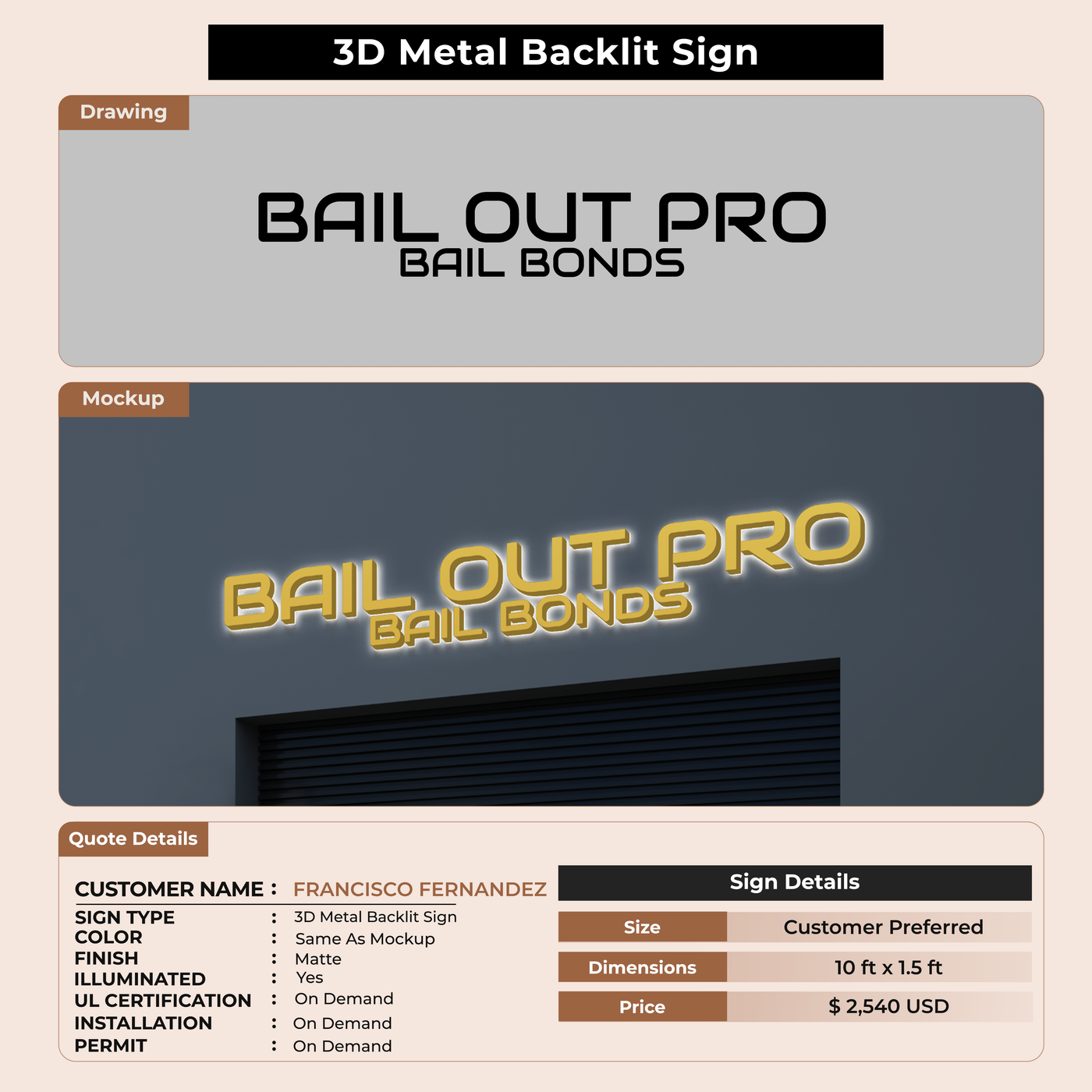 Custom Signs for FRANCISCO FERNANDEZ