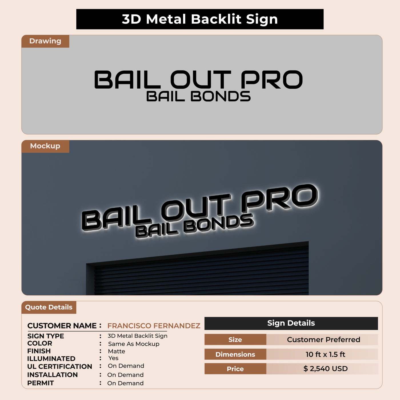 Custom Signs for FRANCISCO FERNANDEZ