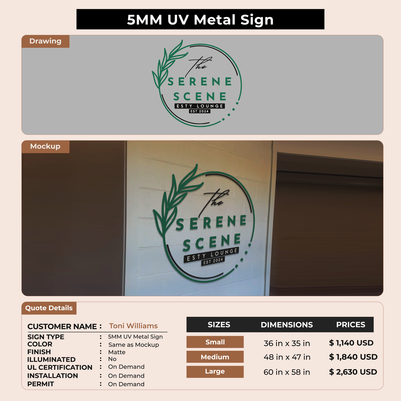 Custom Signs for Toni Williams
