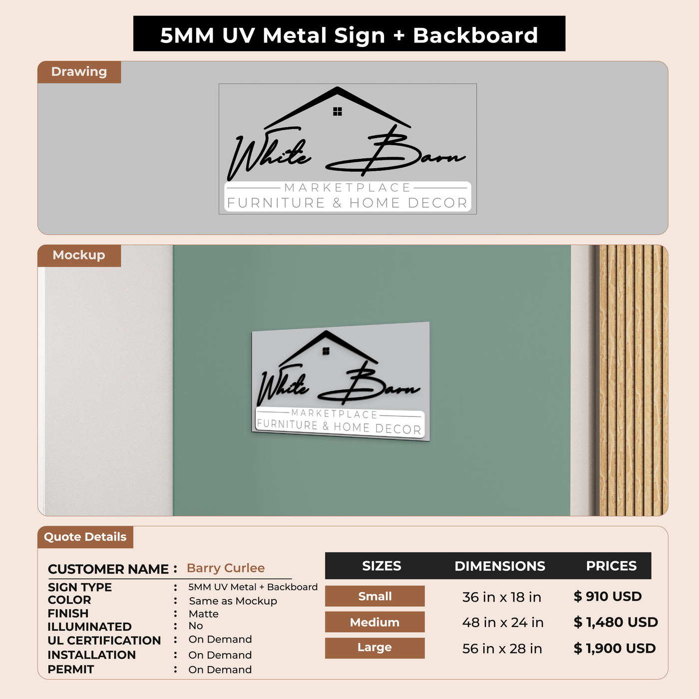 Custom Signs for Barry Curlee