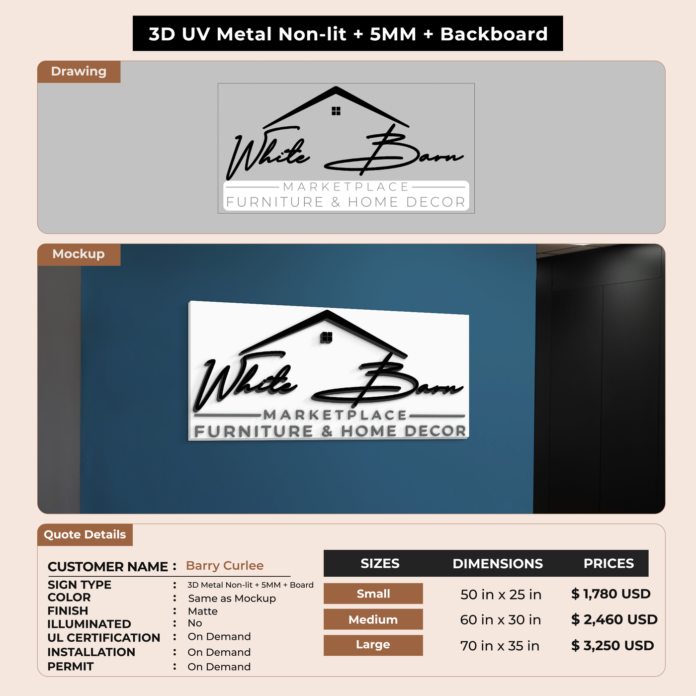 Custom Signs for Barry Curlee