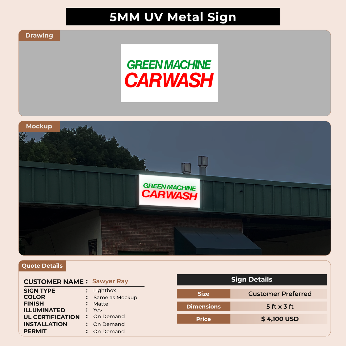 LightBox Sign For Sawyer Ray