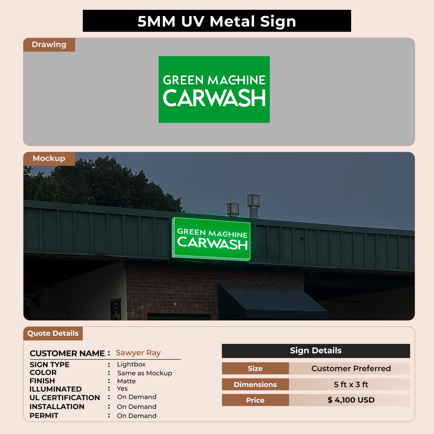 LightBox Sign For Sawyer Ray