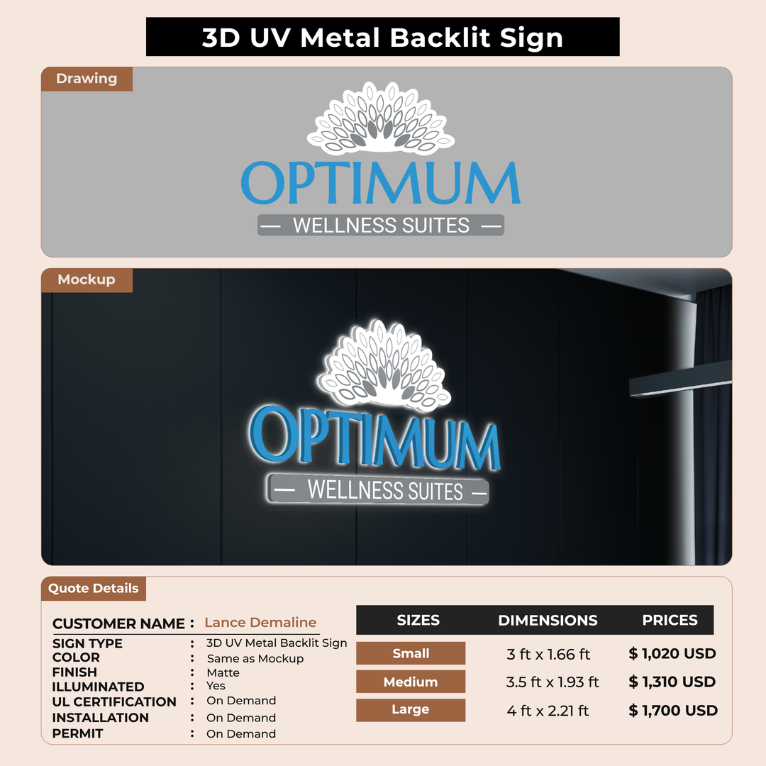 3d metal backlit for Lance Demaline