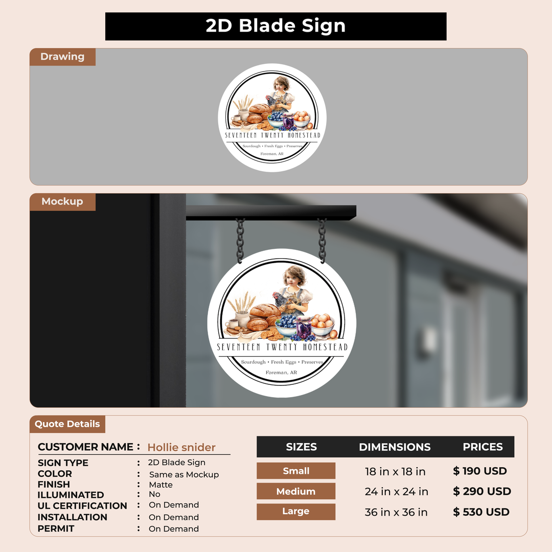 2D Blade Sign for Hollie snider