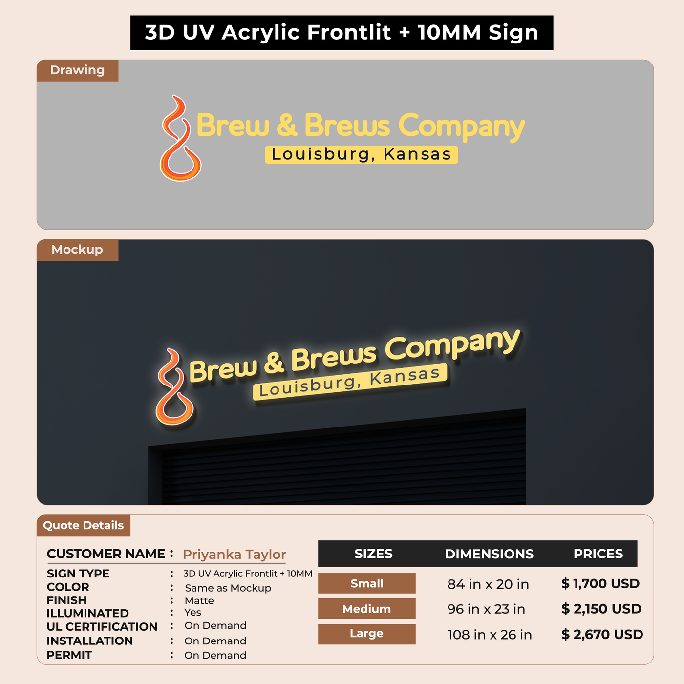 Custom Signs for Priyanka Taylor